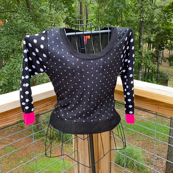 Catch My I Sweaters - Catch My I Polka Dot Black/Pink/White Sweater XL